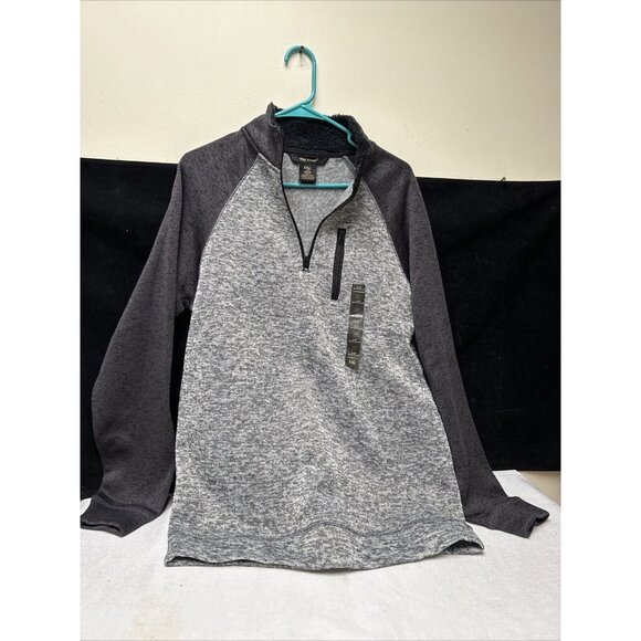 Old River Grey Fleece 1/4 Zip Mock Collar Pullover Sweatshirt S/P - Picture 1 of 7